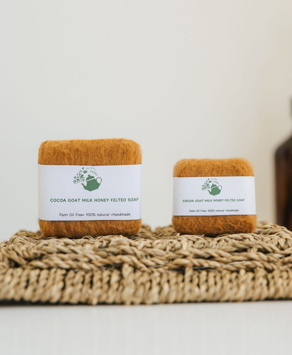 Cocoa Goat Milk Honey Felted Soap