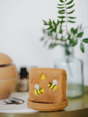 Decorated Cocoa Goat Milk Honey Felted Soap