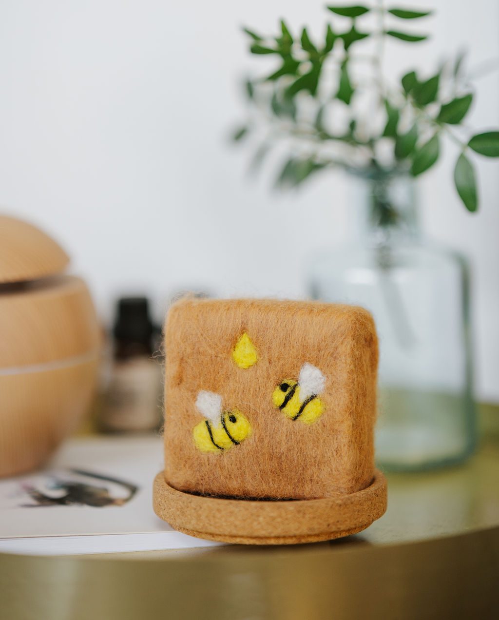 Decorated Cocoa Goat Milk Honey Felted Soap