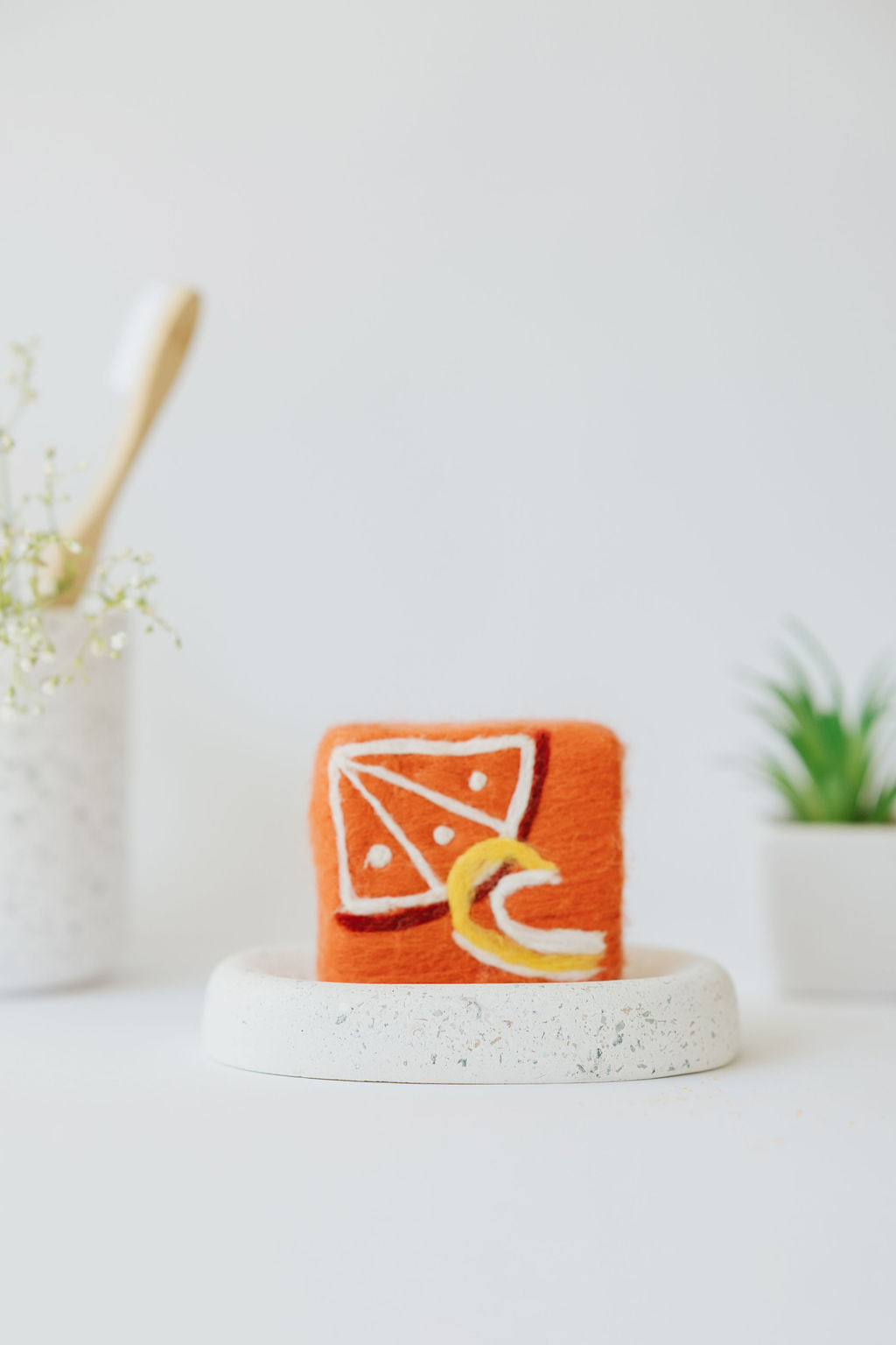 Decorated Grapefruit Zeolite Felted Soap